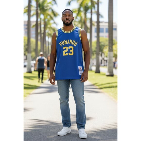 Barack Obama #23 Punahou High School STITCHED Basketball Jersey Size Medium - Picture 3 of 7